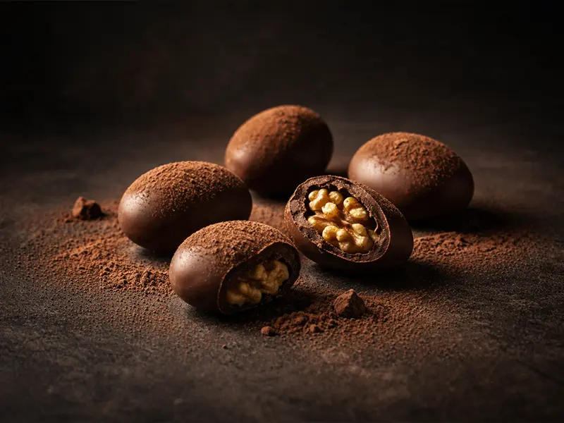 Noix du Berry au chocolat au lait truffées cacao Bio